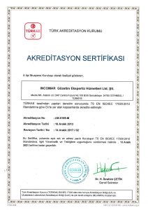 TURKAK A TİPİ AKREDİTASYON SERTİFİKASI TS EN ISO/IEC 17020:2012